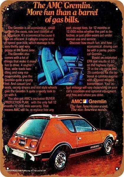 Metal Tin Sign gremlin car garage Bar Pub Home Vintage Retro Poster 20x30cm 8x12inch 30x40cm
Metal Tin Sign gremlin car garage Bar Pub Home Vintage Retro Poster 20x30cm 8x12inch 30x40cm