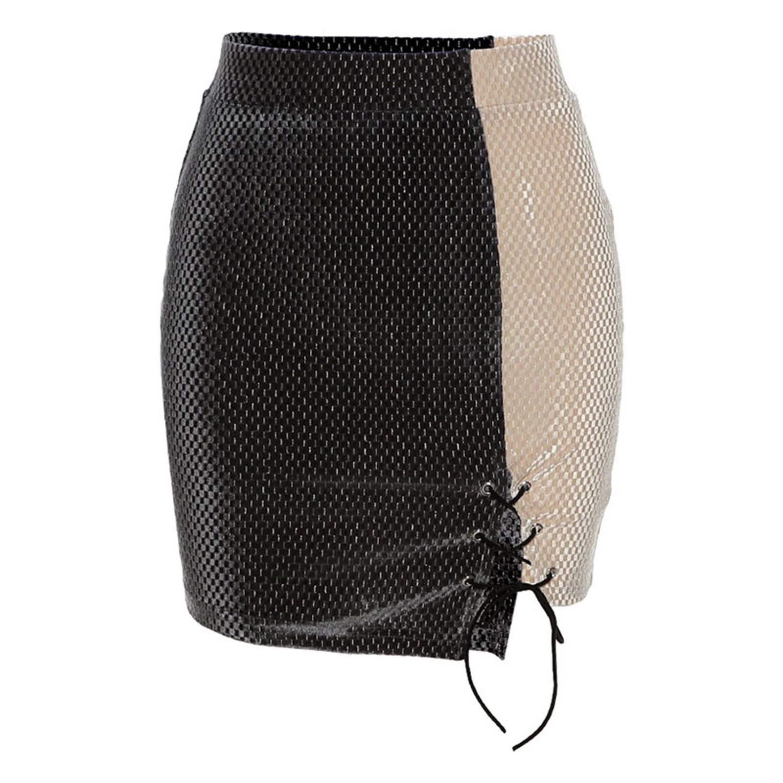 Womens Fashion Contrast Color Skirt Personality High-waist Bandage Split Skinny Short Skirt
Womens Fashion Contrast Color Skirt Personality High-waist Bandage Split Skinny Short Skirt