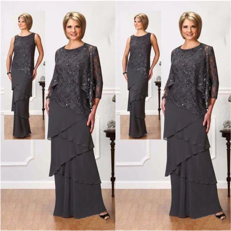 Prom Party Gown Formal Dress Two Pieces Mother Of the Bride Dress With Jacket O-Neck Lace Ankle-Length Three Quarter Chiffon
Prom Party Gown Formal Dress Two Pieces Mother Of the Bride Dress With Jacket O-Neck Lace Ankle-Length Three Quarter Chiffon