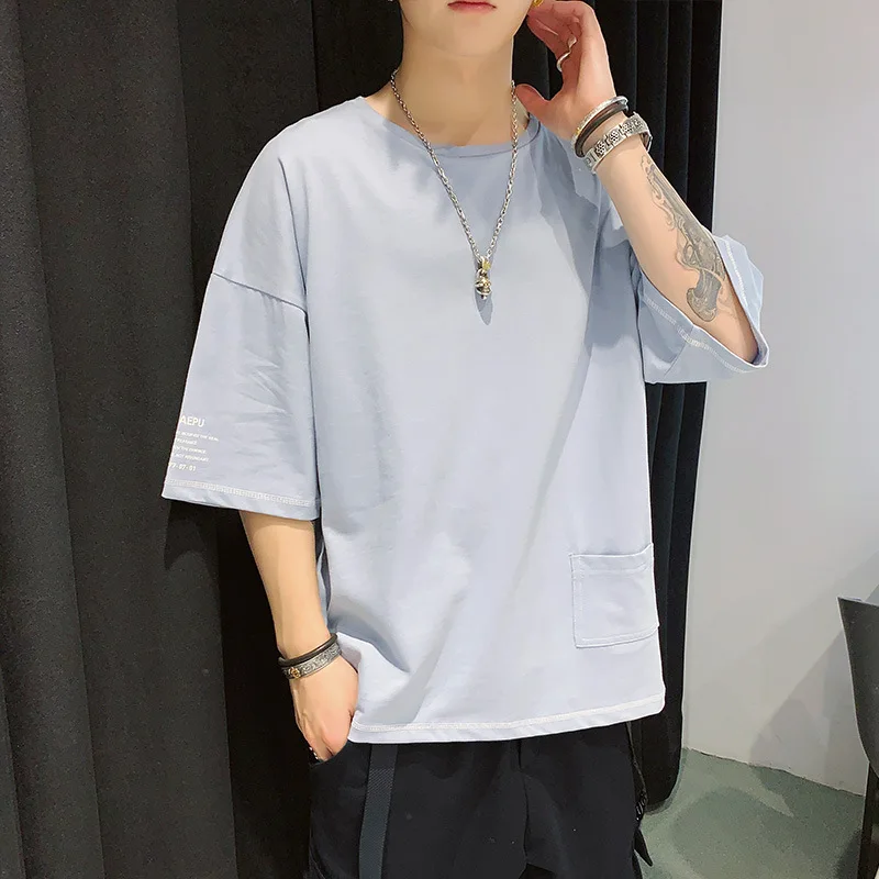 Crew Neck T-shirt Short Sleeves Men's Casual Men's Top 2021 Summer Junior High School Students Elbow-Sleeve Half-Sleeve Trendy 5
Crew Neck T-shirt Short Sleeves Men's Casual Men's Top 2021 Summer Junior High School Students Elbow-Sleeve Half-Sleeve Trendy 5
