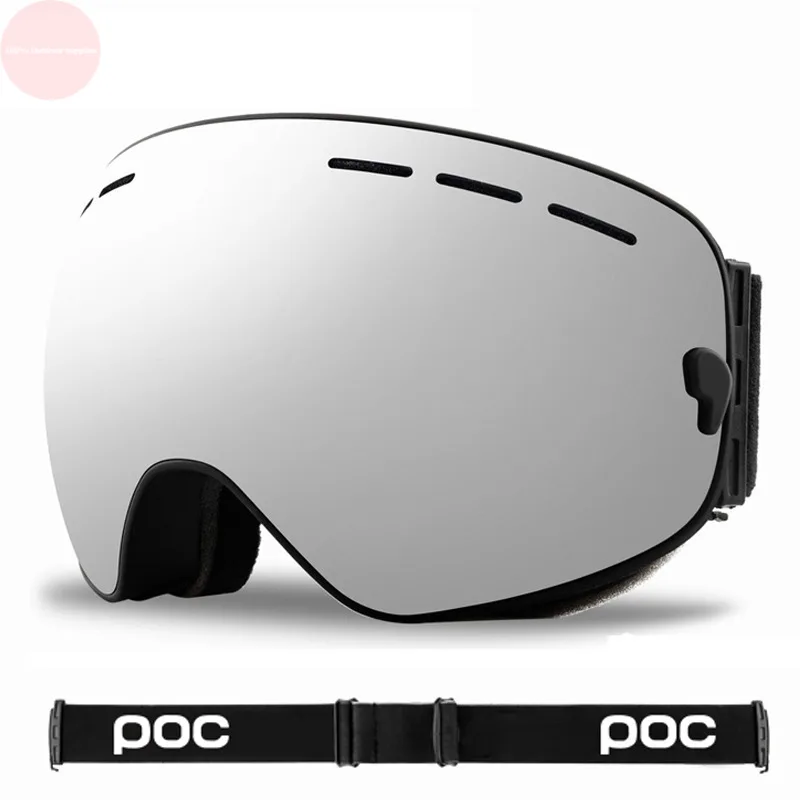 

POC Ski Goggles Double Layers UV400 Anti-fog Big Ski Comma Coated Ski Glasses Mountaineering Goggles Double-layer Anti Fog Film