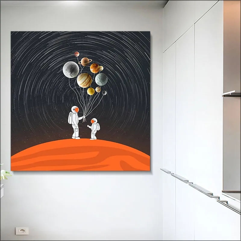 

Figure Painting, Astronaut Poster, Lunar Space Flight, Canvas Painting, Waterproof Printing, Club Home Decoration Painting