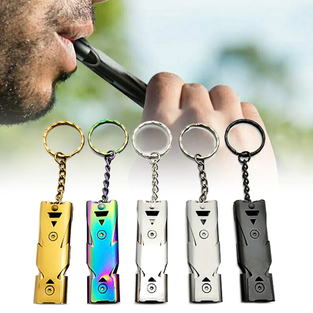 Outdoor Dual-tube Lifeguard Whistle High-decibel Portable Keychain Stainless Steel Whistle Dual-tube Rescue Whistle
Outdoor Dual-tube Lifeguard Whistle High-decibel Portable Keychain Stainless Steel Whistle Dual-tube Rescue Whistle