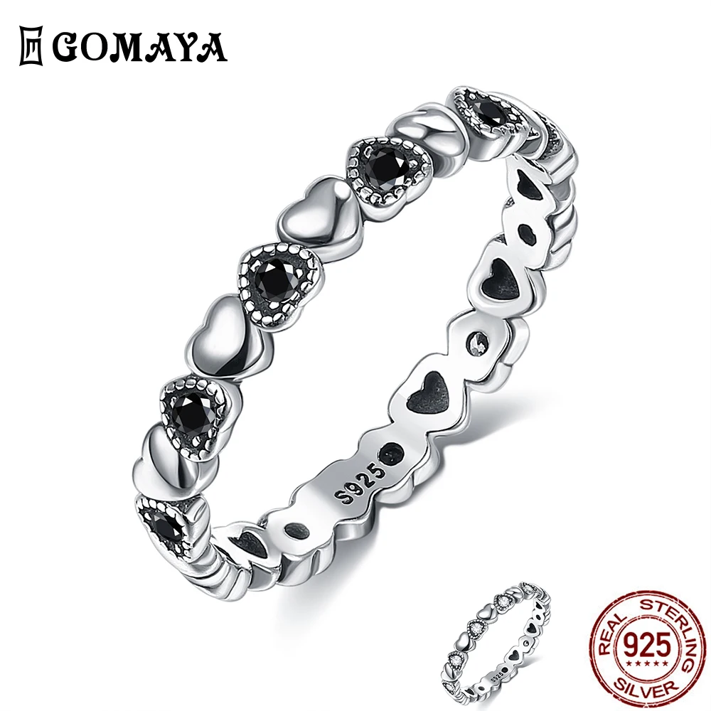 GOMAYA Heart Ring 925 Sterling Silver Black Zircon Rings For Women Fine Jewelry Wedding Anniversary Gifts Stackable Silver Ring
GOMAYA Heart Ring 925 Sterling Silver Black Zircon Rings For Women Fine Jewelry Wedding Anniversary Gifts Stackable Silver Ring