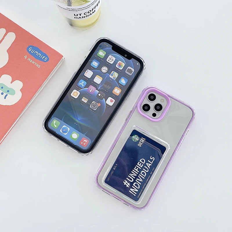 Transparent Card Bag Phone Case For iPhone 12 11 Pro Max 7 8 Plus X XR XS Max 12 Candy Color Bumper Back Cover
Transparent Card Bag Phone Case For iPhone 12 11 Pro Max 7 8 Plus X XR XS Max 12 Candy Color Bumper Back Cover