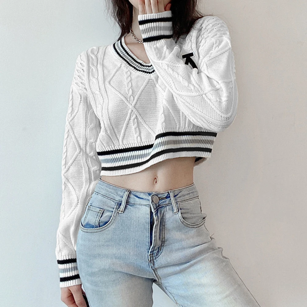Twist V-neck Color Block Ribbon Cropped Sweater Women Autumn Knitwear Woman Sweaters
Twist V-neck Color Block Ribbon Cropped Sweater Women Autumn Knitwear Woman Sweaters