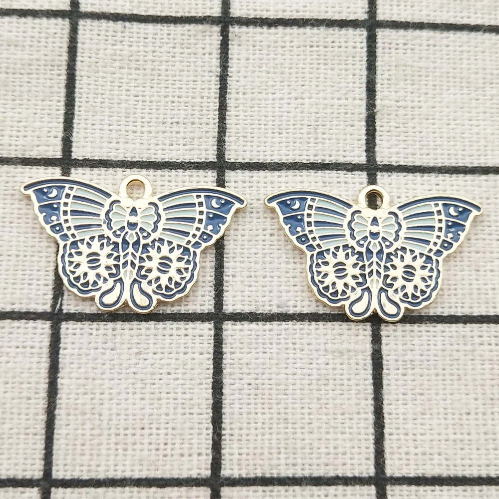 

10pcs 17x28mm enamel butterfly charm for jewelry making crafting earring pendant bracelet charm necklace charms diy finding