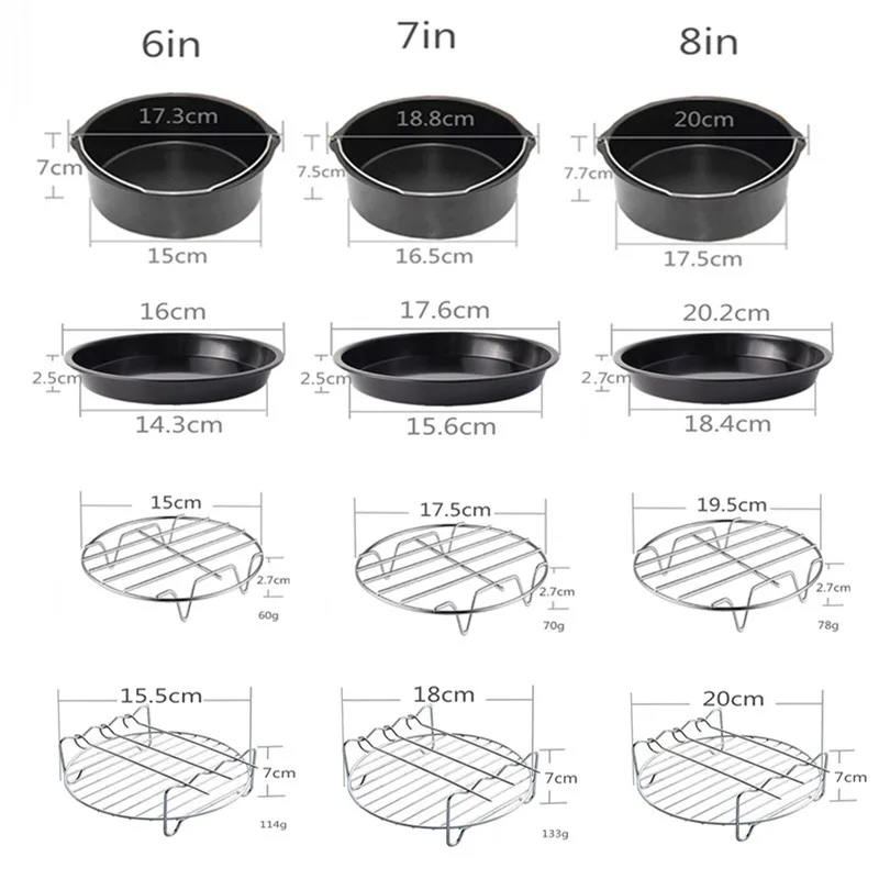 13pcs/Set 6/7/8Inches Air Fryer kitchen Accessories For Gowise Phillips Cozyna and Secura Fit All Airfryer 3.2- 5.8QT
13pcs/Set 6/7/8Inches Air Fryer kitchen Accessories For Gowise Phillips Cozyna and Secura Fit All Airfryer 3.2- 5.8QT