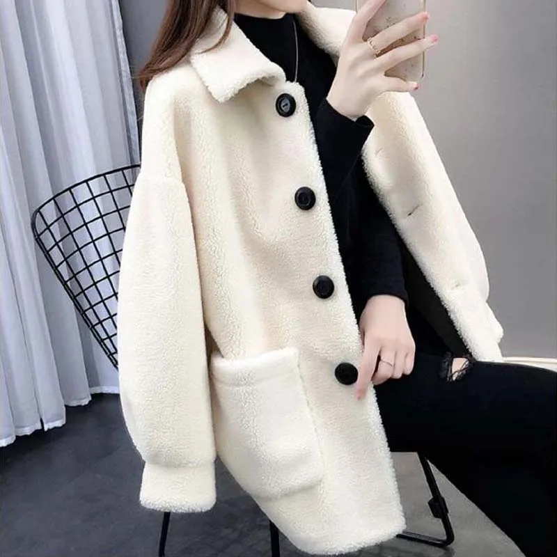 Lamb Wool Coat Female 2021 New Winter Faux Mink Fur Velvet Women Jacket Elegant Loose Granular Fleece Teddy Cardigan Overcoat
Lamb Wool Coat Female 2021 New Winter Faux Mink Fur Velvet Women Jacket Elegant Loose Granular Fleece Teddy Cardigan Overcoat