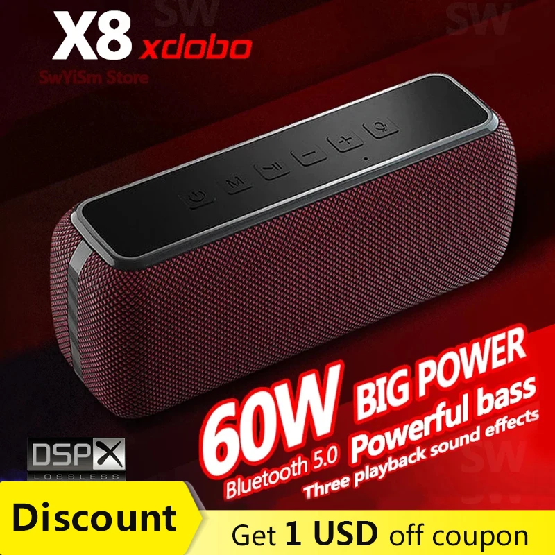 XDOBO X8 60 Вт Портативный Bluetooth-динамик высокой мощности Беспроводная колонка с