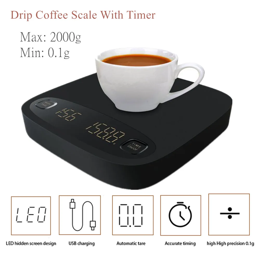 Newest Drip Coffee Scale With Timer Smart Digital Scale Pour Coffee Electronic Kitchen Scale Coffee 2kg /0.1g With USB Charging
Newest Drip Coffee Scale With Timer Smart Digital Scale Pour Coffee Electronic Kitchen Scale Coffee 2kg /0.1g With USB Charging