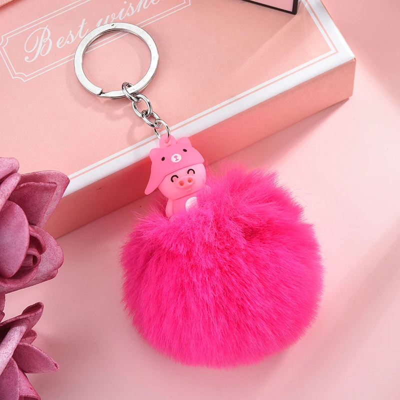 New Cartoon Animal Pig Key Chain Pompom llavero Rabbit Fur Ball Keyring For Women Car Llavero pompon Keychain Bag Pendant EH374
New Cartoon Animal Pig Key Chain Pompom llavero Rabbit Fur Ball Keyring For Women Car Llavero pompon Keychain Bag Pendant EH374