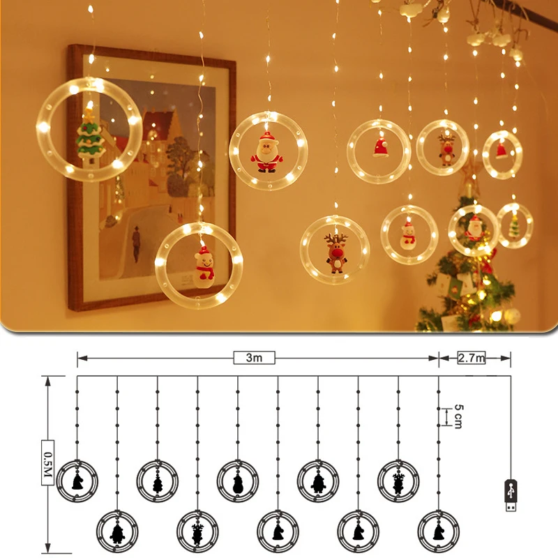 Christmas Decoration Lights String Santa Claus Cartoon Shape Curtain New Year 2022 Decor LED Light Room Halloween Living Room
Christmas Decoration Lights String Santa Claus Cartoon Shape Curtain New Year 2022 Decor LED Light Room Halloween Living Room