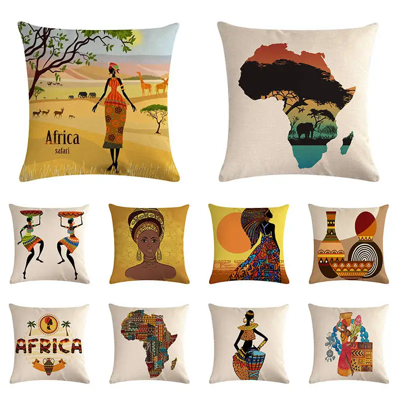 45x45cm Cotton Linen Africa Safari Decorative African Woman Print Pillow Case Pillow Case Almofada For Sofa Luxury Cojines TX72
45x45cm Cotton Linen Africa Safari Decorative African Woman Print Pillow Case Pillow Case Almofada For Sofa Luxury Cojines TX72