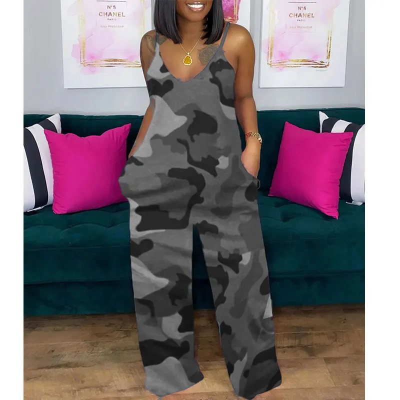 Women 2021 Camouflage Spaghetti Strap V Neck Female Lady Clothing Summer One Piece Jumpsuits Rompers Playsuits Long Pants 
Women 2021 Camouflage Spaghetti Strap V Neck Female Lady Clothing Summer One Piece Jumpsuits Rompers Playsuits Long Pants