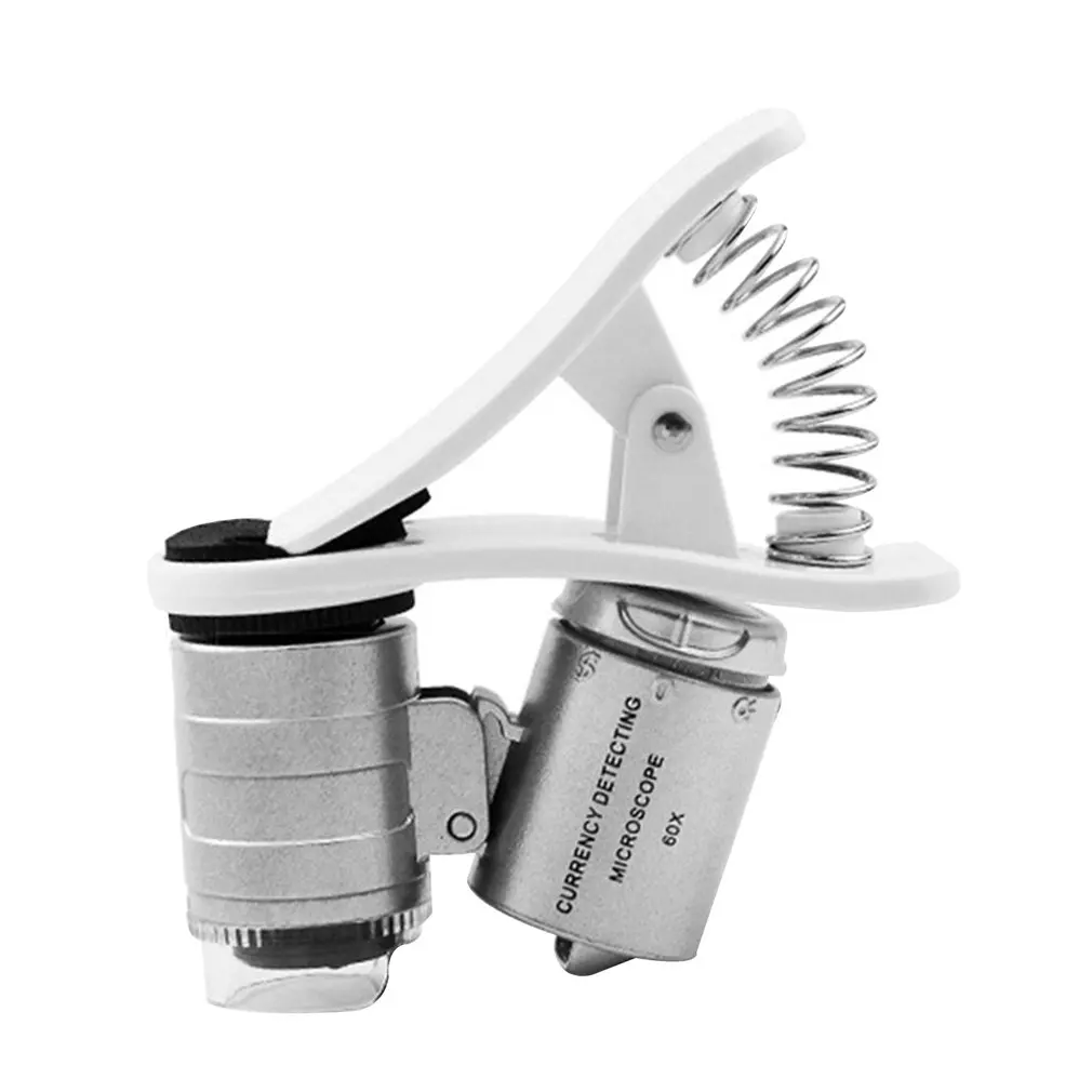 60X Clip-On Phone Microscope Magnifier Universal Clamp Microscope With LED / UV Lights Identification Of Jewelry Antiques
60X Clip-On Phone Microscope Magnifier Universal Clamp Microscope With LED / UV Lights Identification Of Jewelry Antiques
