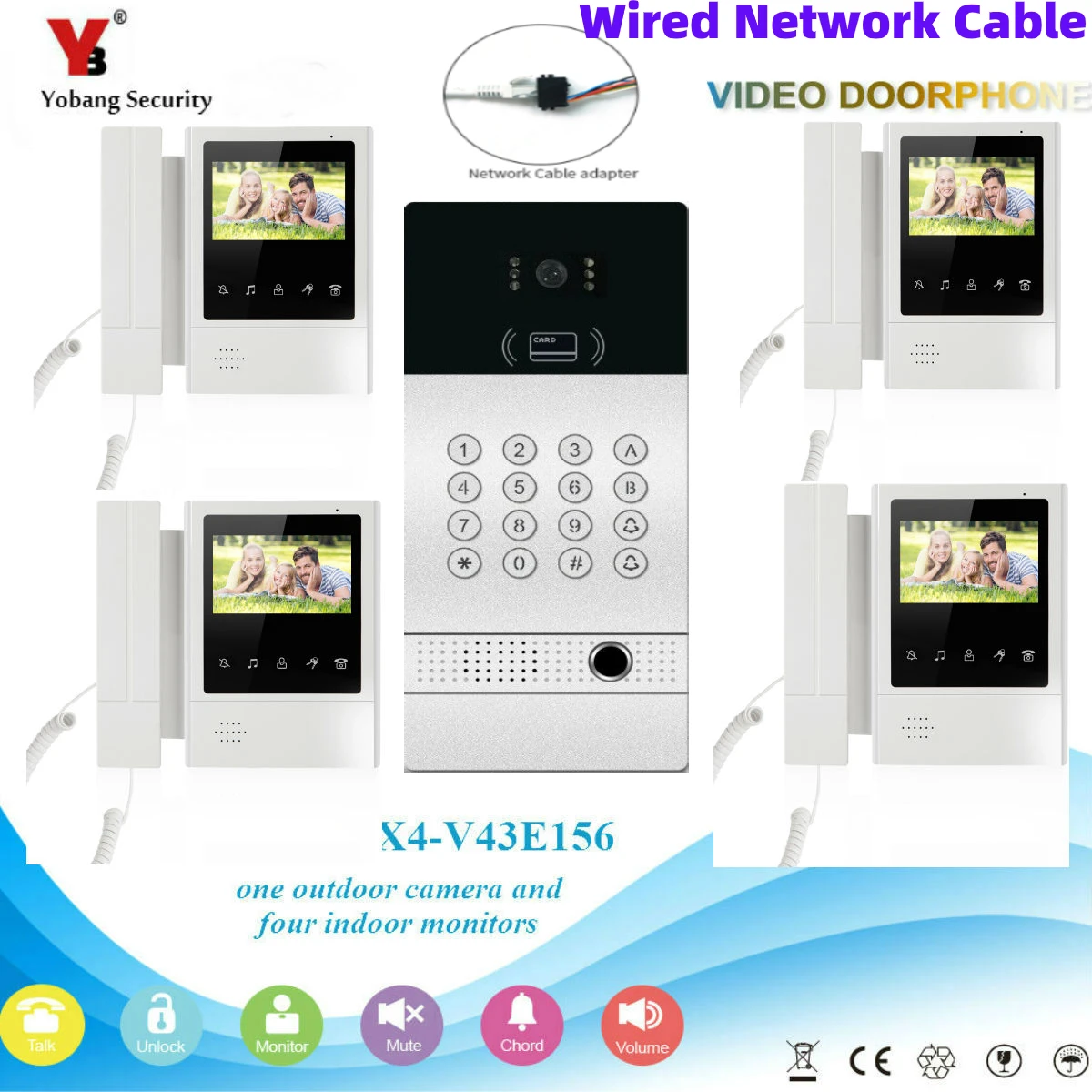 Fingerprint RFID Unlock Visual Intercom 4.3 Inch Monitor Wire Network Video Door Phone Audio Doorbell System For 2/3/4 Apartment
Fingerprint RFID Unlock Visual Intercom 4.3 Inch Monitor Wire Network Video Door Phone Audio Doorbell System For 2/3/4 Apartment