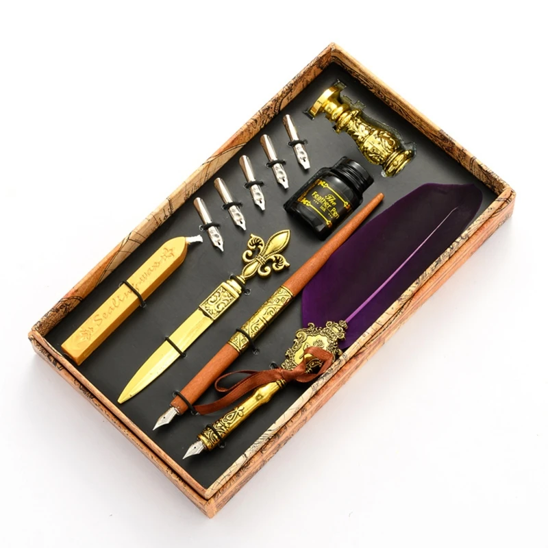 Calligraphy Quill Feather Dip Pen Fountain Writing Ink Nibs Seal Wax Gift Box Wedding Gift Quill Pen Fountain Pen New
Calligraphy Quill Feather Dip Pen Fountain Writing Ink Nibs Seal Wax Gift Box Wedding Gift Quill Pen Fountain Pen New