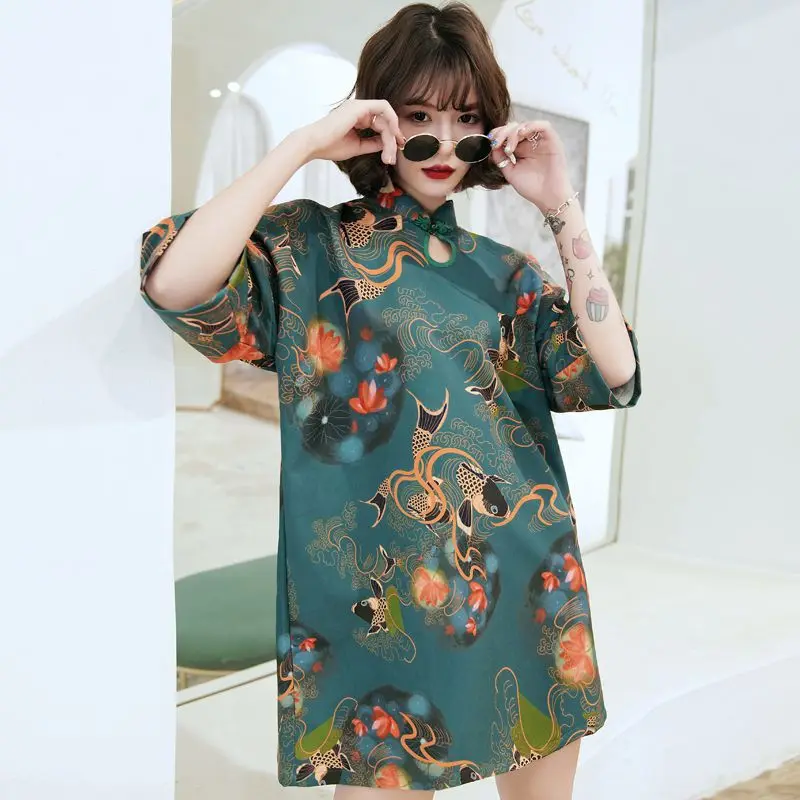 Traditional China Women Retro Cheongsam Dress Hanfu BN016 Qi Pao Girl Japanese Vintage Carp Crane Printed Party Qipao Dress
Traditional China Women Retro Cheongsam Dress Hanfu BN016 Qi Pao Girl Japanese Vintage Carp Crane Printed Party Qipao Dress