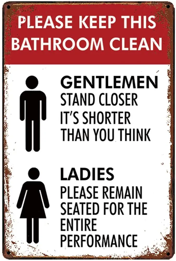 Original Retro Design Tin Metal Sign Wall Art | Please Keep This Bathroom Clean | Thick Tinplate Print Poster Wall Decoration
Original Retro Design Tin Metal Sign Wall Art | Please Keep This Bathroom Clean | Thick Tinplate Print Poster Wall Decoration