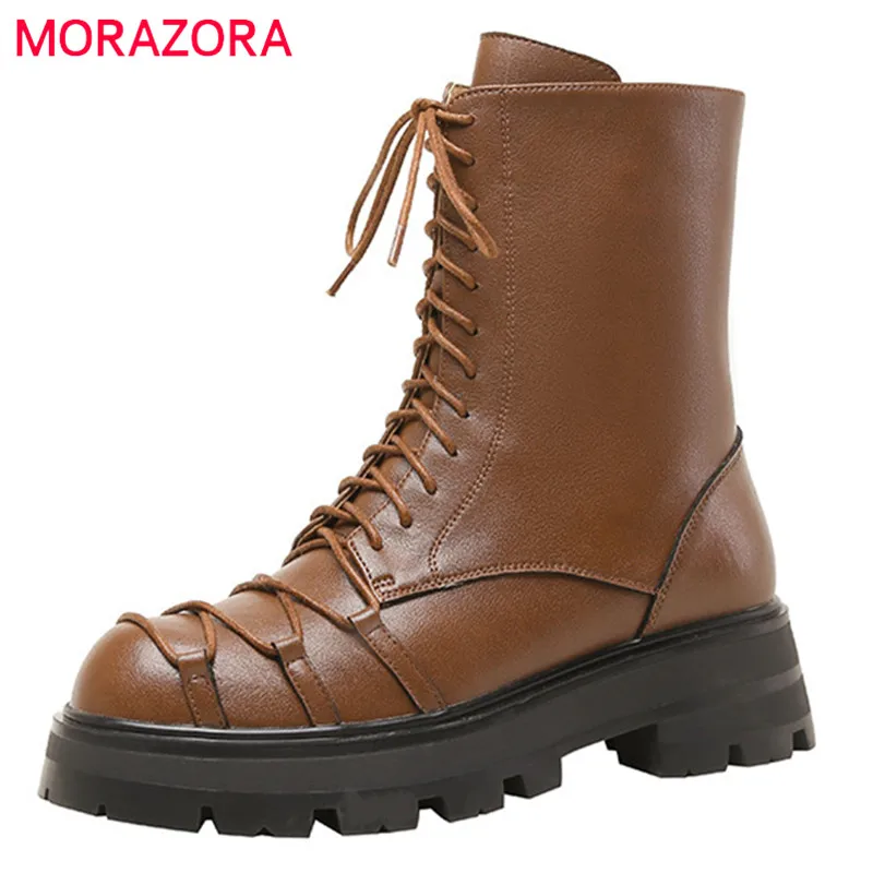 MORAZORA Thick Bottom Casual Shoes Women Motorcycles Boots Top Quality Genuine Leather Shoes Cross Tied Zip Ankle Boots Women
MORAZORA Thick Bottom Casual Shoes Women Motorcycles Boots Top Quality Genuine Leather Shoes Cross Tied Zip Ankle Boots Women