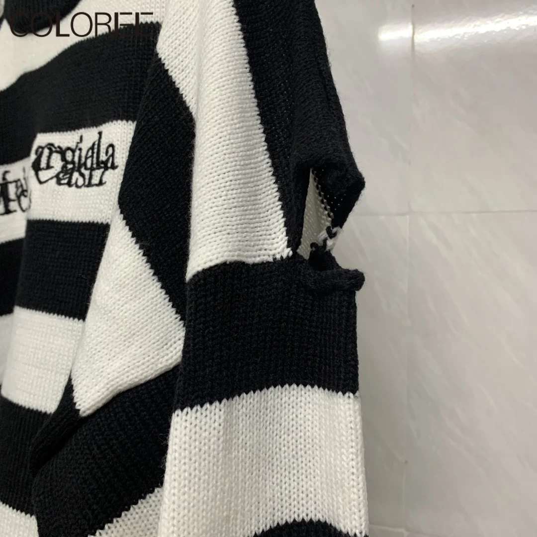 designers long sleeve tops for women 2021 autumn winter loose striped letter embroidery pull femme oversized knitted sweater
designers long sleeve tops for women 2021 autumn winter loose striped letter embroidery pull femme oversized knitted sweater
