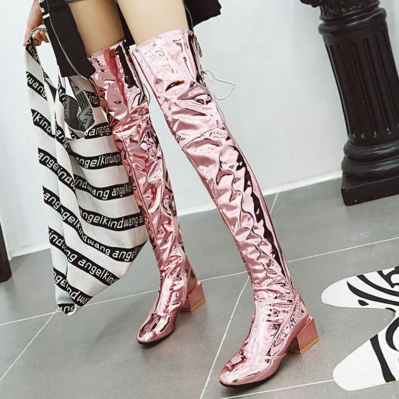 Women Fashion Patent Leather Over The Knee Boots High Quality Lady Long Boots Comfy Square Heels Winter Sexy Thigh High Boots
Women Fashion Patent Leather Over The Knee Boots High Quality Lady Long Boots Comfy Square Heels Winter Sexy Thigh High Boots