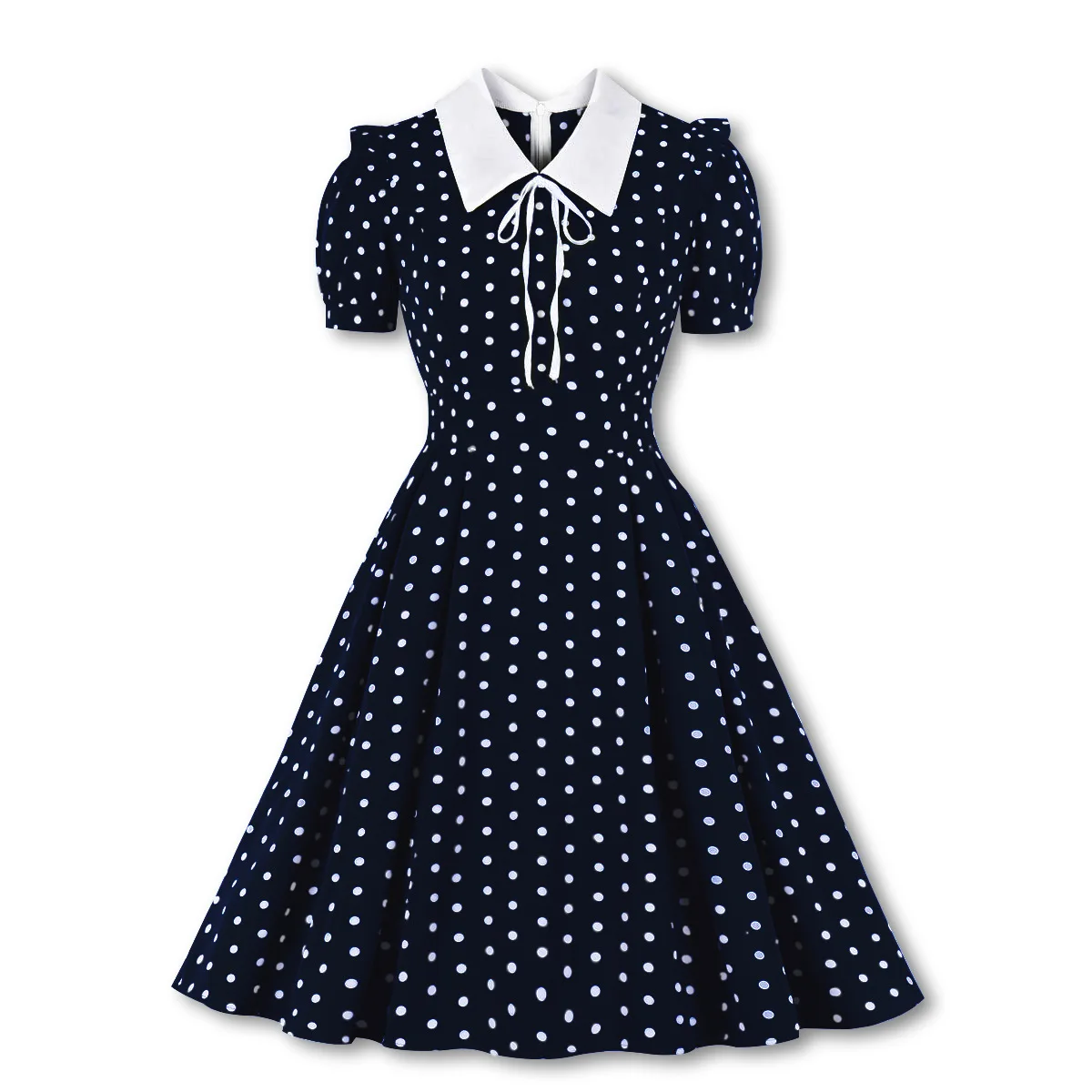 Turn-down Collar Tie Front Polka Dot Vintage Robe Women Green 50s Pin Up Dress Short Sleeve Elegant Summer Pleated Dress
Turn-down Collar Tie Front Polka Dot Vintage Robe Women Green 50s Pin Up Dress Short Sleeve Elegant Summer Pleated Dress