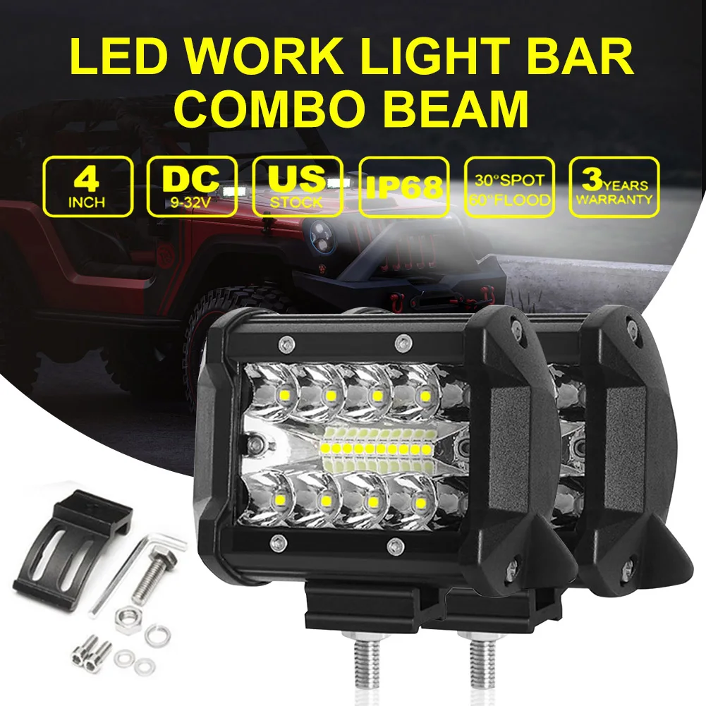 1 Pair 4 In 60W LED Car Work Light Square Spotlight Fog Light Driving Work Light Waterproof for Off-Road Truck Exterior Lighting
1 Pair 4 In 60W LED Car Work Light Square Spotlight Fog Light Driving Work Light Waterproof for Off-Road Truck Exterior Lighting