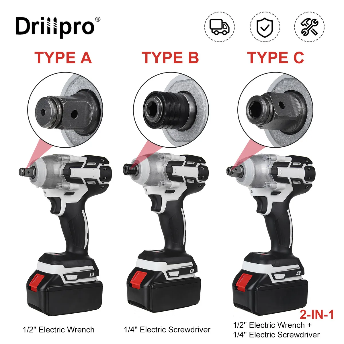 Drillpro Brushless Cordless Electric Impact Wrench Screwdriver 1/2"&1/4" Wrench Power Tools for 18V Makita Battery with Battery
Drillpro Brushless Cordless Electric Impact Wrench Screwdriver 1/2"&1/4" Wrench Power Tools for 18V Makita Battery with Battery