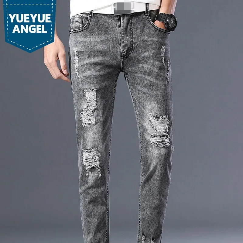 Summer 2021 Ankle-Length Jeans Men Fashion Slim Frayed Denim Pencil Pants High Street Washed Light Gray Casual Zipper Jeans
Summer 2021 Ankle-Length Jeans Men Fashion Slim Frayed Denim Pencil Pants High Street Washed Light Gray Casual Zipper Jeans