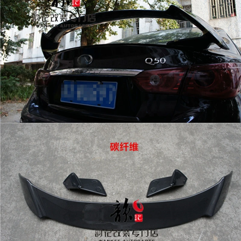 For Infiniti Q50 Q50L Spoiler Carbon Fiber FRP Material Car Rear Wing Primer Color Rear Spoiler IMP 537S style 2014+UP 
For Infiniti Q50 Q50L Spoiler Carbon Fiber FRP Material Car Rear Wing Primer Color Rear Spoiler IMP 537S style 2014+UP