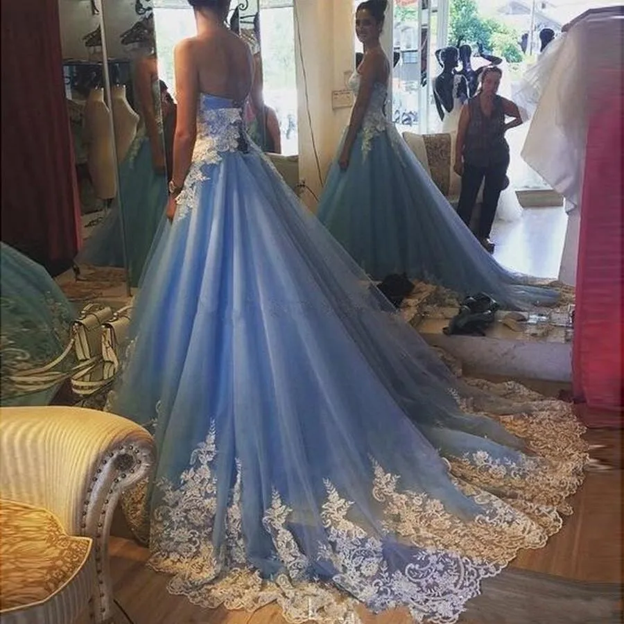 Blue Quinceanera Dresses 2021 Ball Gown Floor-Length Vestidos De 15 Anos 16 Wear Strapless White Appliques Prom Party Gowns 
Blue Quinceanera Dresses 2021 Ball Gown Floor-Length Vestidos De 15 Anos 16 Wear Strapless White Appliques Prom Party Gowns