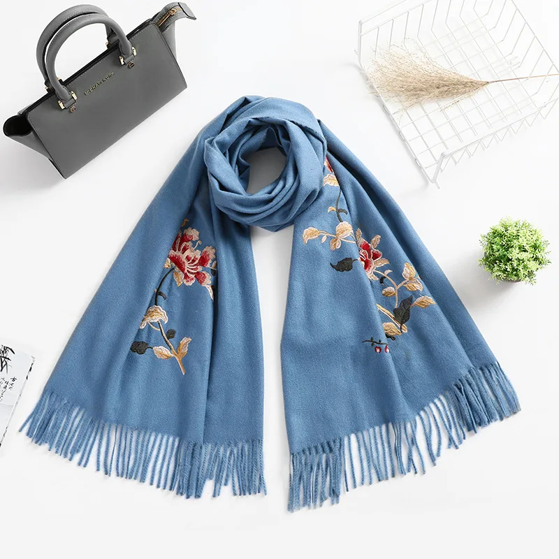 All-match Female Luxury Brand Embroidered Flower Scarf Ethnic Style Shawl Thick Warm Imitation Cashmere Ladies Fall Winter 
All-match Female Luxury Brand Embroidered Flower Scarf Ethnic Style Shawl Thick Warm Imitation Cashmere Ladies Fall Winter