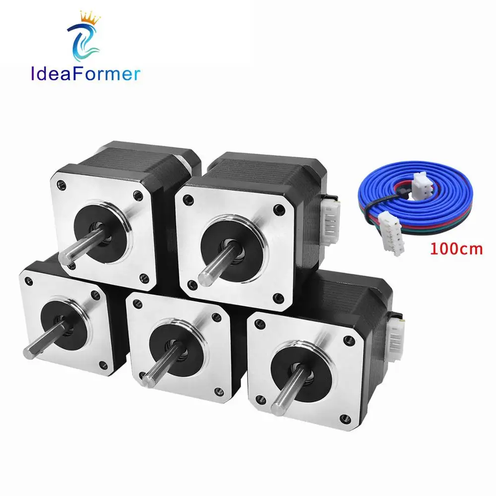 5Pcs Nema 17 Stepper Motor 34mm Height 1.3A 12V 24V 1.8°Step Angle Engine & CNC XYZ-Axis 4-lead Motor for 3D Printer Parts.
5Pcs Nema 17 Stepper Motor 34mm Height 1.3A 12V 24V 1.8°Step Angle Engine & CNC XYZ-Axis 4-lead Motor for 3D Printer Parts.