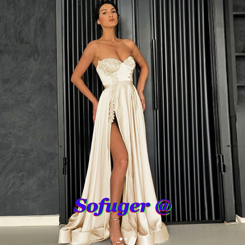 16 Elegant Sweetheart Evening Dresses Aline Slit Appliques Special Occasion Women Formal Prom Wedding Party Custom Made
16 Elegant Sweetheart Evening Dresses Aline Slit Appliques Special Occasion Women Formal Prom Wedding Party Custom Made