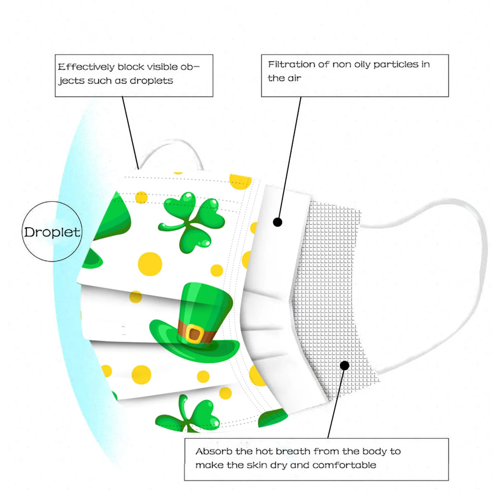 Adult St. Patrick's Day Disposable Mask 3Ply EarLoop 10/20/50PC Mask Unisex Green Pattern Face Cover Facemask Mascarillas Masque
Adult St. Patrick's Day Disposable Mask 3Ply EarLoop 10/20/50PC Mask Unisex Green Pattern Face Cover Facemask Mascarillas Masque