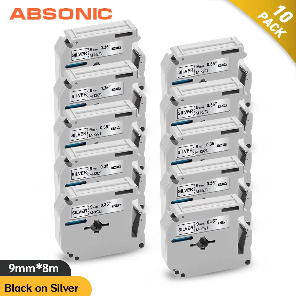 Absonic MK921 MK-921 Compatible Brother M-K921 Label Tape MK 9mm Black on Silver for Brother P-Touch Label Maker PT70 PT80 PT110
Absonic MK921 MK-921 Compatible Brother M-K921 Label Tape MK 9mm Black on Silver for Brother P-Touch Label Maker PT70 PT80 PT110