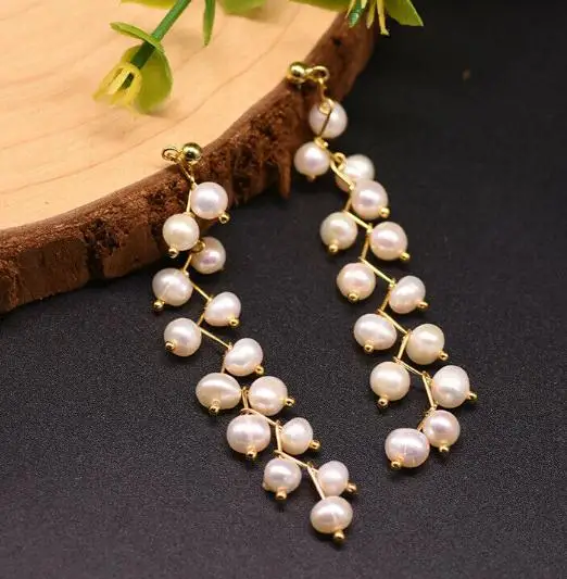

New Favorite Pearl Earrings Very Perfect 6-7mm Natural Freshwater Pearls S925 Gold Color Silver Stud Earring Fine Jewelry