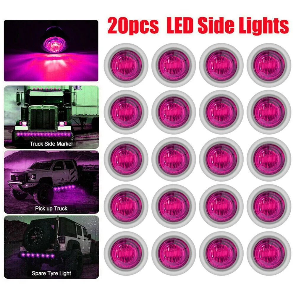 20pcs Round Side Marker Lights Car Truck Trailer 3/4\" LED Bullet Light Purple Pink Indicator Light Signal Light Roof Lamp
20pcs Round Side Marker Lights Car Truck Trailer 3/4\" LED Bullet Light Purple Pink Indicator Light Signal Light Roof Lamp