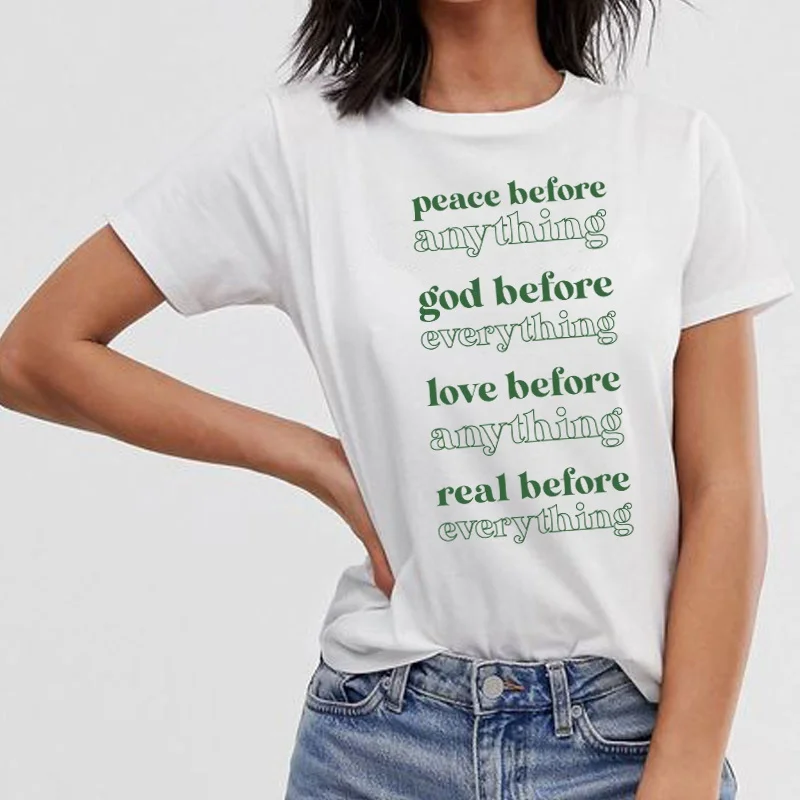 Peace before Anything Women's Inspirational Quotes T-Shirt Letter Printed Casual Short Sleeve Slogan Tee Christian Shirt
Peace before Anything Women's Inspirational Quotes T-Shirt Letter Printed Casual Short Sleeve Slogan Tee Christian Shirt