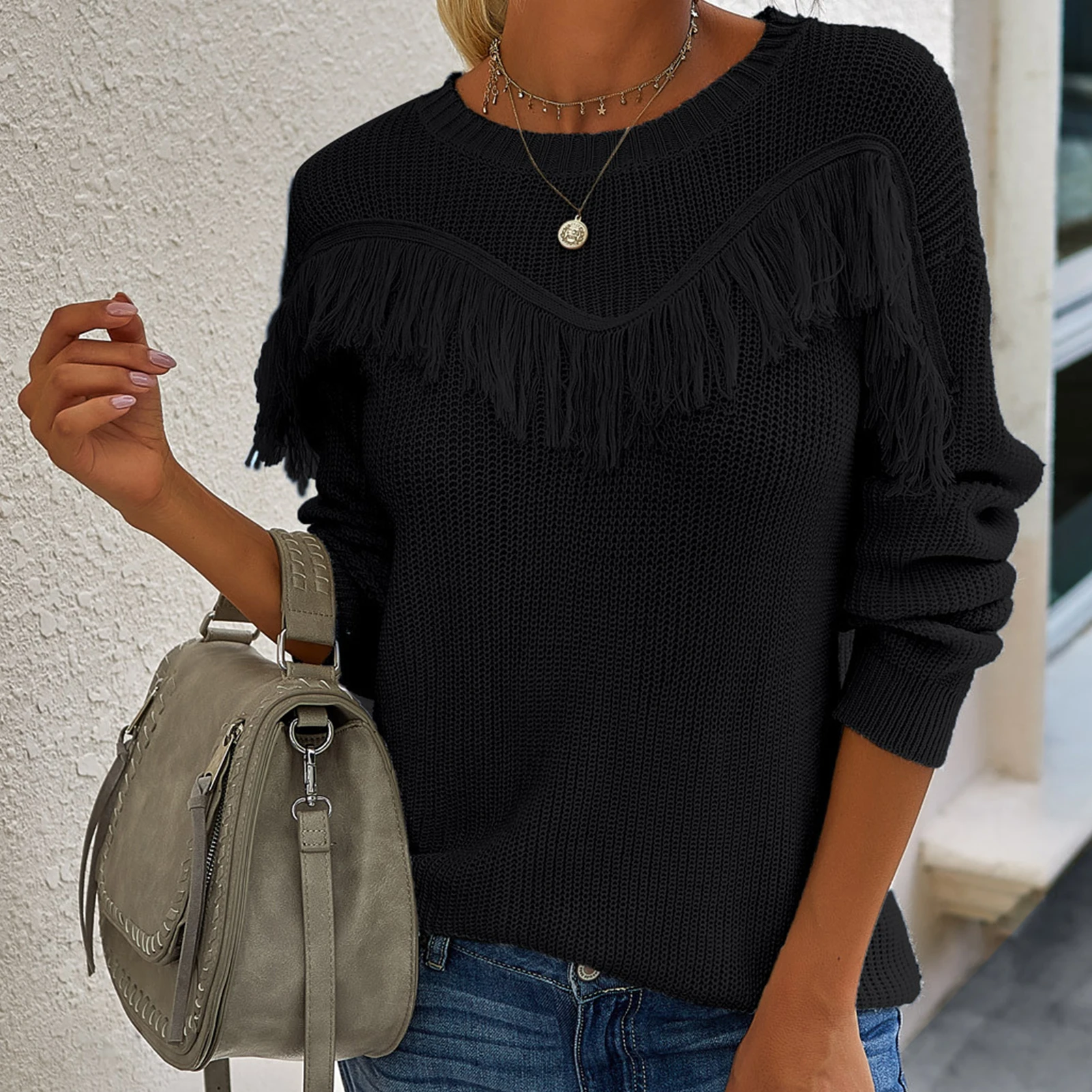 Fashion Women Autumn Sweater For Women Elegant Sexy Jumpers Female New Solid Tassel Tops Long Sleeve Pullover Knitwear
Fashion Women Autumn Sweater For Women Elegant Sexy Jumpers Female New Solid Tassel Tops Long Sleeve Pullover Knitwear