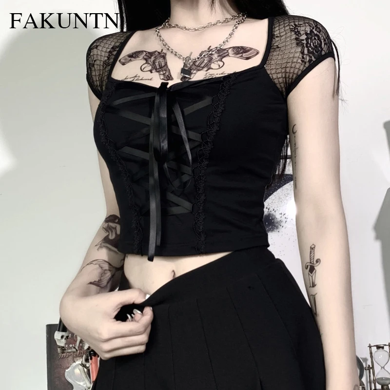 Женская футболка в стиле Харадзюку Goth Top, Готическая эстетика, бандажная Сетчатая футболка, уличная одежда, женский кружевной черный топ в в...
Женская футболка в стиле Харадзюку Goth Top, Готическая эстетика, бандажная Сетчатая футболка, уличная одежда, женский кружевной черный топ в в...