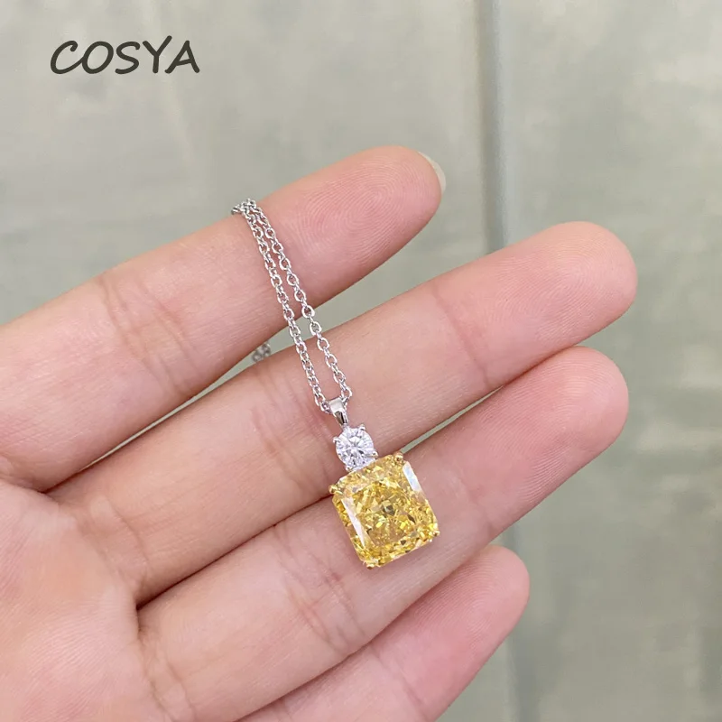 COSYA Female Pure 925 Sterling Silver Citrine Ice Cut 9*10mm Classic Pendant Necklace Rectangle High Carbon Diamond Fine Jewelry
COSYA Female Pure 925 Sterling Silver Citrine Ice Cut 9*10mm Classic Pendant Necklace Rectangle High Carbon Diamond Fine Jewelry