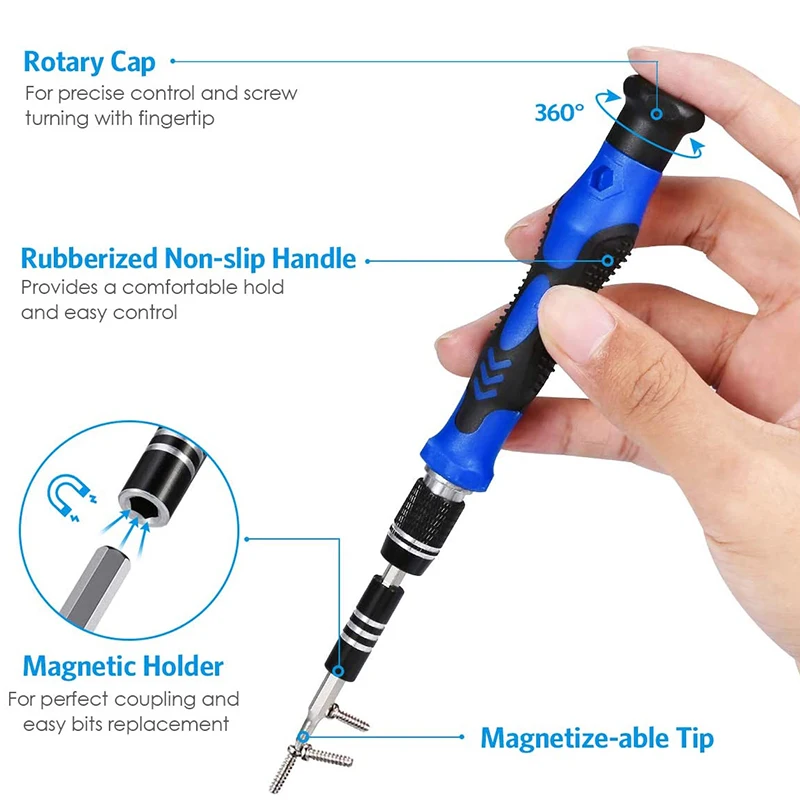Screwdriver Set, 142 in 1 with 120-Bit Mini netic Screwdriver Kit Repair Tool Kit
Screwdriver Set, 142 in 1 with 120-Bit Mini netic Screwdriver Kit Repair Tool Kit