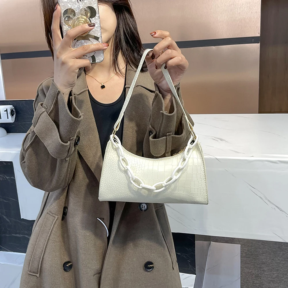 Fashion Women's Bag Alligator Pure Color Shoulder Bags Women PU Leather Underarm Bags Female Casual Chain Small Designer Handbag
Fashion Women's Bag Alligator Pure Color Shoulder Bags Women PU Leather Underarm Bags Female Casual Chain Small Designer Handbag