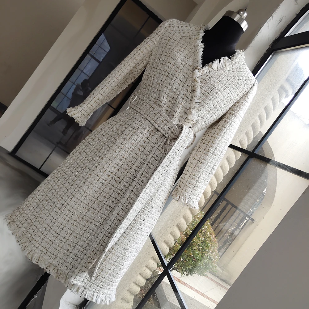 New restoring ancient ways wool dress v neck tweed tassel aristocratic temperament cultivate morality show thin
New restoring ancient ways wool dress v neck tweed tassel aristocratic temperament cultivate morality show thin