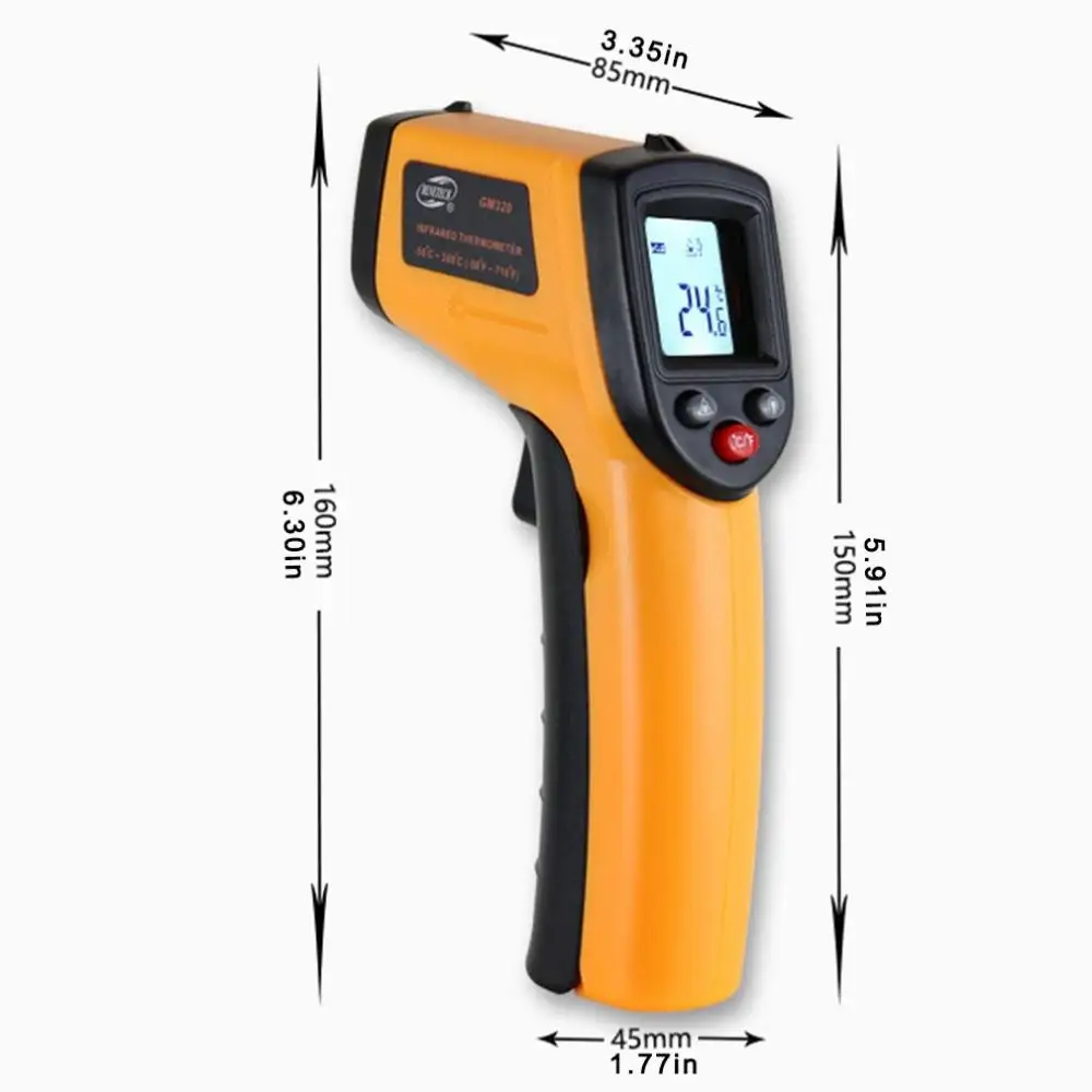 Industrial Laser LCD Digital IR Infrared Thermometer Temperature Meter Gun Point -50-380Degree Non-Contact Thermometer Pyrometer
Industrial Laser LCD Digital IR Infrared Thermometer Temperature Meter Gun Point -50-380Degree Non-Contact Thermometer Pyrometer