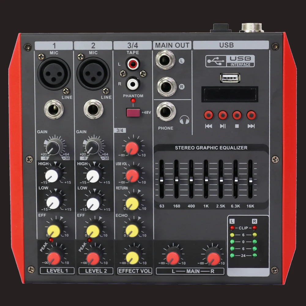 Pro MG4 4 микрофон Вход канальный звук аудио DJ Mixng смеситель Bluetooth EQ USB 48V консоль для
