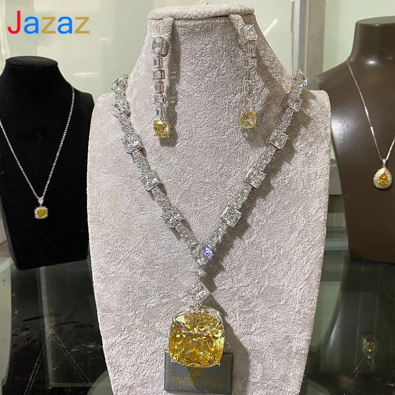 Jazaz Full Zircon Wedding Bride Jewelry set Top quality 925 Sterling Silver Spark Drop Earrings Pendant necklace Wholesale B1065
Jazaz Full Zircon Wedding Bride Jewelry set Top quality 925 Sterling Silver Spark Drop Earrings Pendant necklace Wholesale B1065